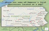 Where are some of Hanover’s local  businesses  located on  a map ?