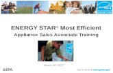 ENERGY STAR ® Mos t Efficient Appliance Sales Associate Training