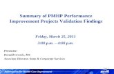 Summary of PMHP Performance Improvement Projects Validation Findings