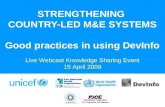 STRENGTHENING  COUNTRY-LED M&E SYSTEMS Good practices in using DevInfo