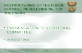 RESTRUCTURING OF THE PUBLIC SERVICE:- RESOLUTION No. 7 OF THE PSCBC