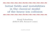 Initial fields and instabilities in the classical model of the heavy-ion collision