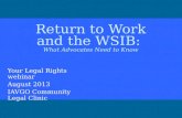 Return to Work and the WSIB:  What Advocates Need to Know