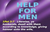 1Pet 3:7    Likewise, ye husbands, dwell with them according to knowledge, giving honour unto the wife,