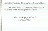 Abiotic Factors That Affect Populations LT: I will be able to explain the abiotic factors that affect populations.
