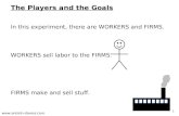 The Players and the Goals In this experiment, there are WORKERS and FIRMS. WORKERS sell labor to the FIRMS. FIRMS make and sell stuff.