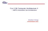 Csci 136 Computer Architecture II  – MIPS Instruction Set Architecture