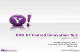 KDD-07 Invited Innovation Talk