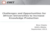 Challenges and Opportunities for African Universities to Increase  Knowledge Production