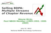 Selling BDPA:  Multiple Streams  of Chapter Revenue Wayne Hicks Past NBOD Member ( 1989-1993, 1999-2009 )