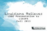 LDOE Presentation to LSASPA Fall 2013