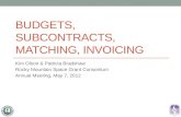 Budgets, Subcontracts, Matching, Invoicing