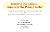 Learning the lessons:  Harnessing the Private Sector