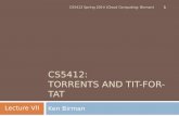 CS5412 :  Torrents and Tit-for-Tat