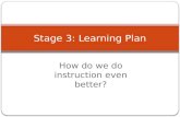 Stage 3: Learning Plan