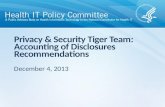 Privacy & Security Tiger Team: Accounting of Disclosures Recommendations