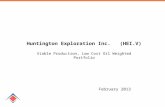 Huntington Exploration Inc.   (HEI.V) Stable Production, Low Cost Oil Weighted Portfolio