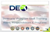 Veterans’ Program Staff Training Roles, Responsibilities & Programs