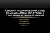 Pulmonary hemorrhage complicating pulmonary arterial aneurysms in a young female with  behcet’s  disease