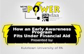 How an Early Awareness Program Fits Under Financial Aid Presented by: Joan Holleran and Lisa Schroeder Kutztown University of PA