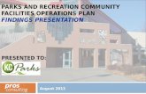 Parks and Recreation Community Facilities Operations Plan Findings Presentation