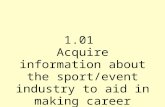 1.01  Acquire information about the sport/event industry to aid in making career choices
