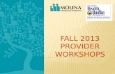 Fall 2013 Provider Workshops