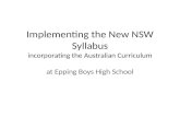 Implementing the  New NSW Syllabus incorporating the Australian  Curriculum