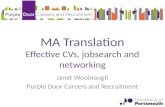 MA Translation Effective CVs,  jobsearch  and networking