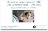 Response to Intervention (RtI)  One Common Voice—One Plan