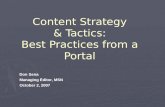 Content  Strategy & Tactics: Best  Practices from a Portal