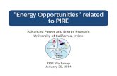 “Energy Opportunities” related to PIRE