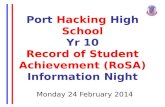 Port  Hacking  High  School Yr  10 Record of Student Achievement ( RoSA ) Information Night