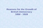 Reasons for the Growth of British Democracy 1850 - 1928
