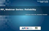 RP 3  Webinar Series: Reliability