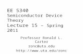 EE 5340 Semiconductor Device Theory Lecture 15 –  Spring 2011