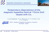 Temperature dependence of the magnetic hyperfine field at  111 Cd in ZnO doped with Co.