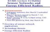 EE360: Lecture  15  Outline Sensor  Networks and  Energy Efficient Radios