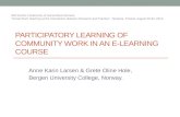 PARTICIPATORY LEARNING OF COMMUNITY WORK IN AN E-LEARNING COURSE