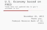 U.S. Economy based on FRED *Some data not updated due to gov’t shutdown in Oct.