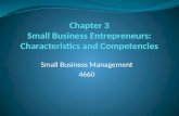 Chapter 3 Small Business Entrepreneurs: Characteristics and Competencies