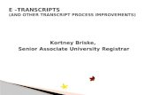 E –TRANSCRIPTS  (and other transcript process improvements)