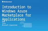 Introduction to Windows Azure Marketplace for Applications