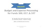 Budget and Expense Processing  for Funds 100, 017, & 597