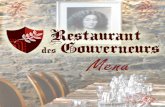 Menu Restaurant des Gouveuneurs , mai 2012