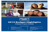 2013 Budget Highlights - Citizen Input Guide