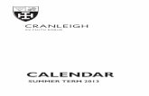 Cranleigh School Calendar Summer 2013