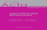 Agriculture Vol. 1, 2009