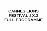 Cannes lions 2013 festival programme by theme speakers