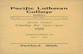 1921-1922 Catalog of Pacific Lutheran College